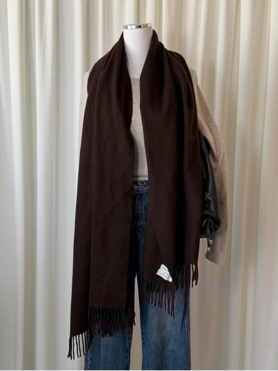 Vintage Nordstrom Cashmere Scarf Wrap Shawl Made in Scotland Brown 27”x75”. - Picture 3 of 7